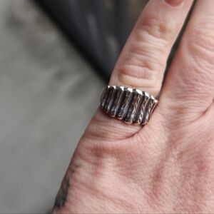 Handmade Sterling Silver 925 Silver Column Diamond Cut Ring Sz 4.75